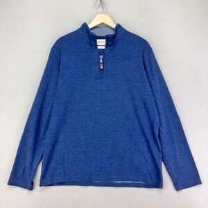 Mizzen+Main Quarter Zip Pullover Shirt Mens L Blue Office Preppy Career Stretch